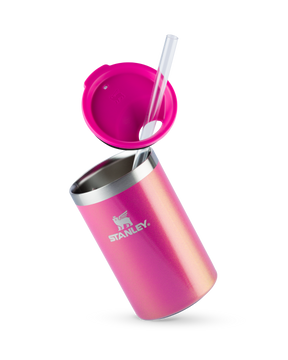 Can Cooler com canudo Stanley Dazzle Pink Shimmer | 296ML