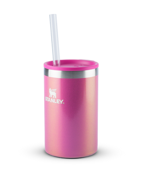 Can Cooler com canudo Stanley Dazzle Pink Shimmer | 296ML