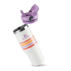 Tumbler Térmico Flip Straw Varsity Cream Lilac Stripes | 887ml